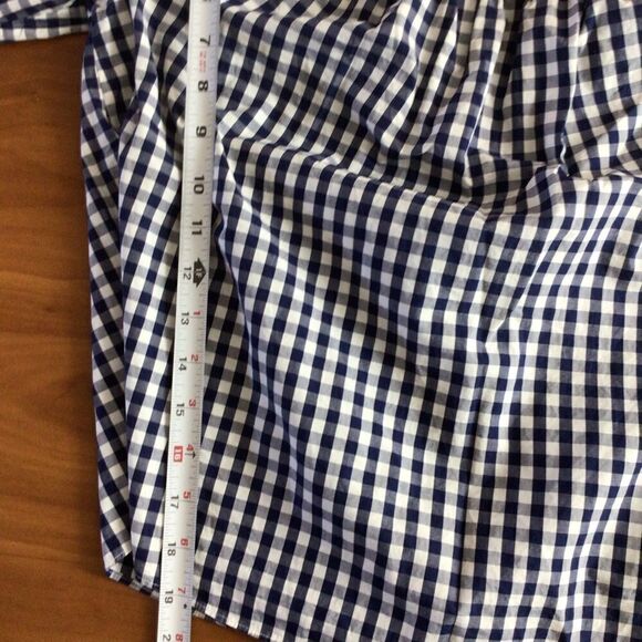 Madewell Smocked Gingham‎ White And Blue Off The Shoulder Top Size Small - Picture 8 of 9